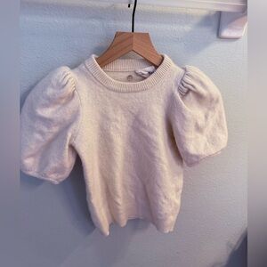 Ba&Sh Lady Pullover Short Sleeve Sweater Puff Sleeves Women's Size 0 Cream